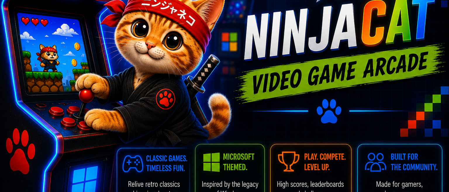 Arcade artwork showing the NINJACAT character