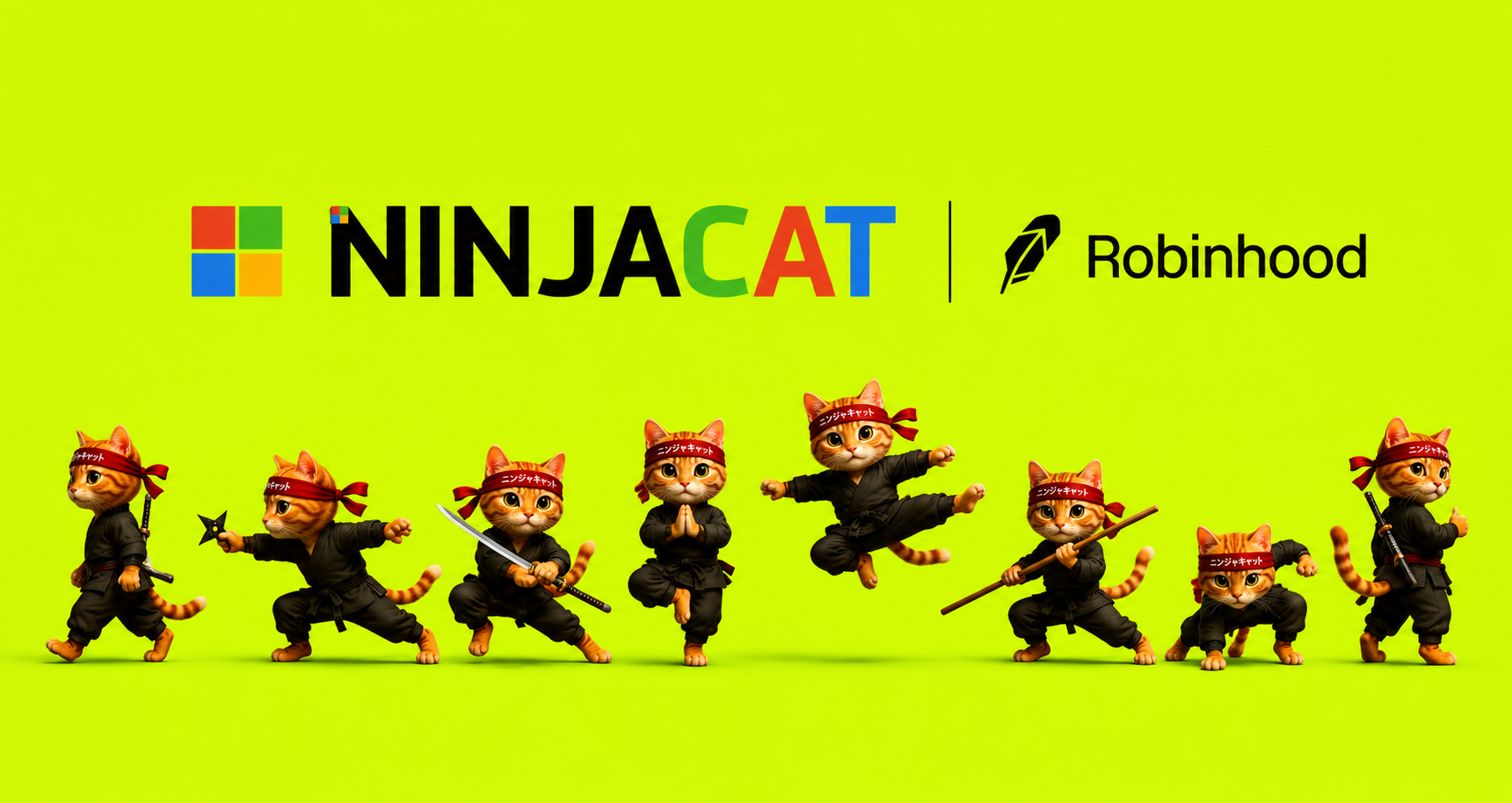 NinjaCat retro lime merchandise banner and emblem