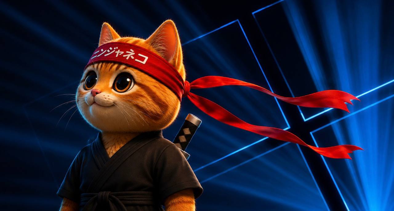 Ninja Cat tactical dojo katana warfare banner